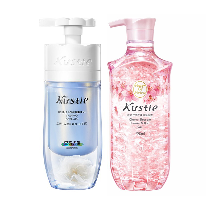 蔻斯汀花香洗沐组合【山茶花洗发露500g+樱花沐浴露720g】（单位：套） 水蓝色