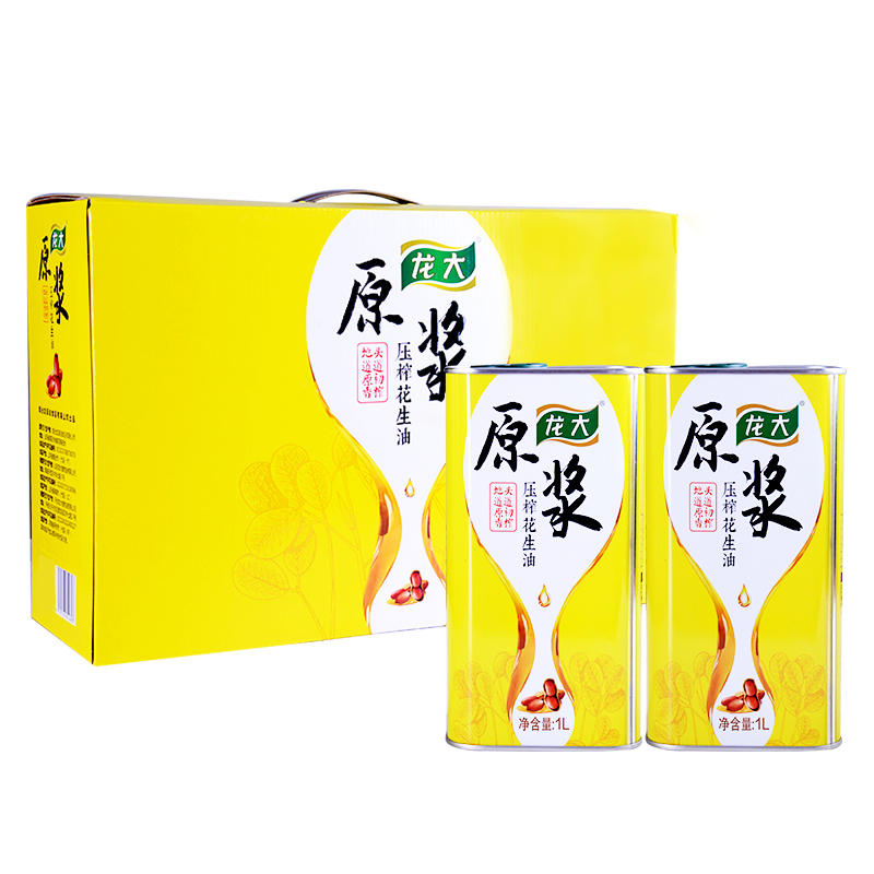 龙大 食用油 原浆花生油礼盒 1L*5(单位：盒） 黄色