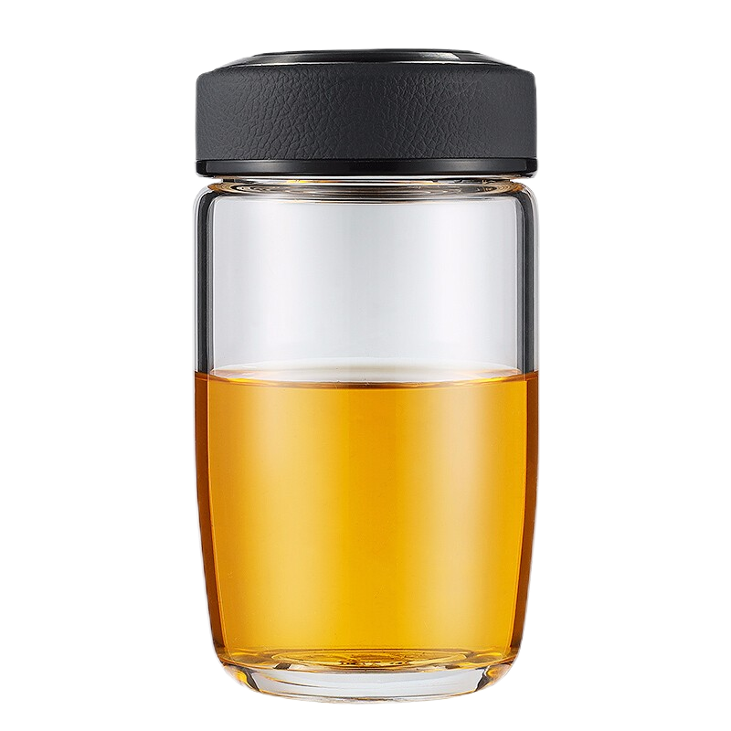 万象（WANXIANG）单层玻璃杯大容量泡茶水杯商务办公家用水杯 U65-360ml（单位：个） 黑色