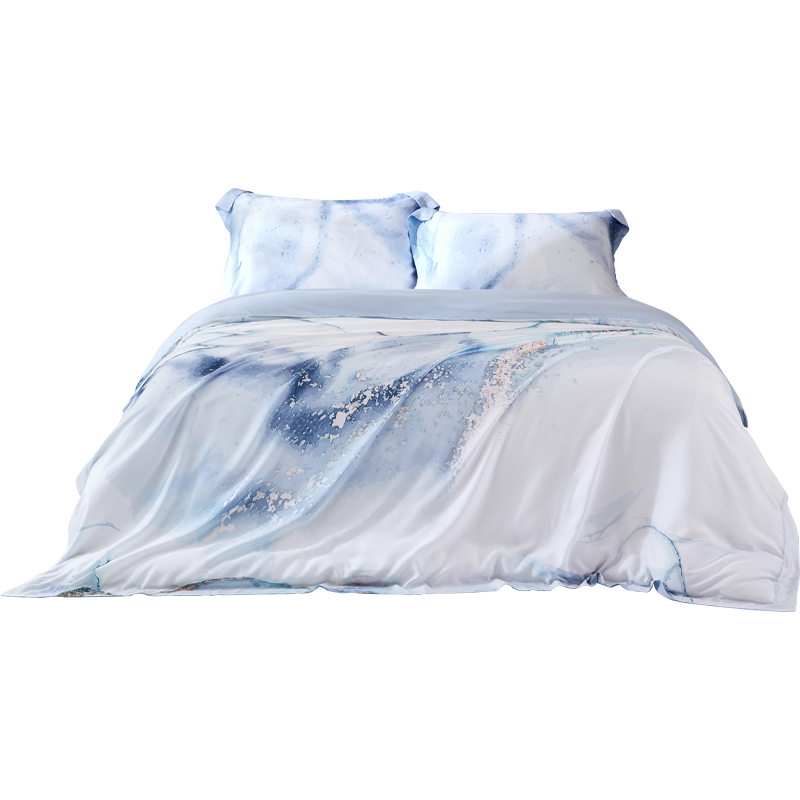 唯我浅雀青80S天丝数码高支莱赛尔A类防螨床上四件套   被套：200*230cm