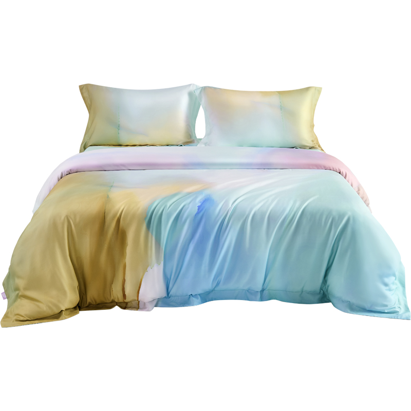 唯我杏花雨80S天丝数码高支莱赛尔A类防螨床上四件套   被套：200*230cm