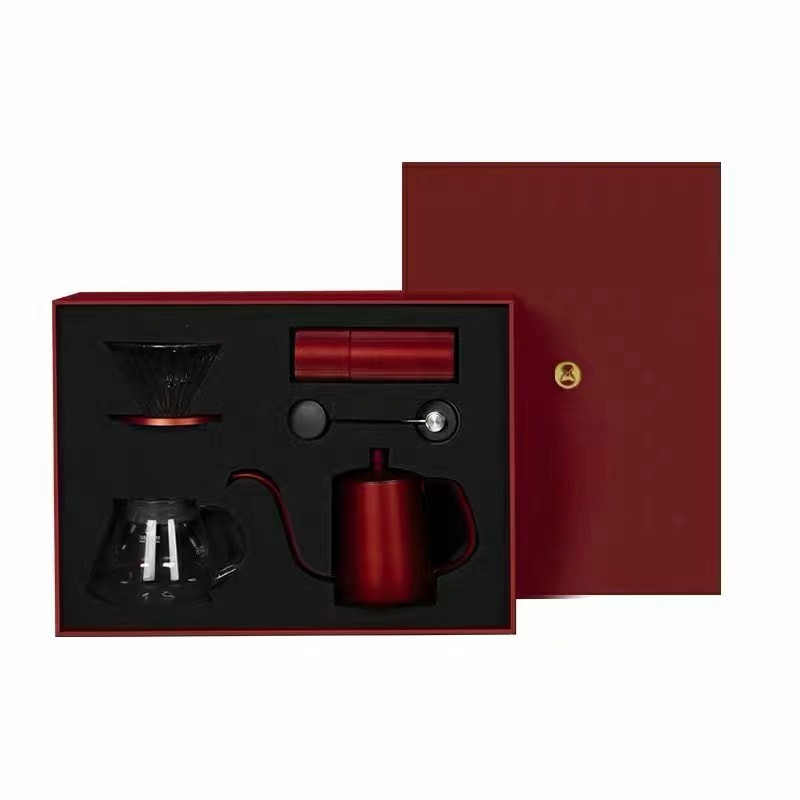 泰摩 栗子C3中国红手冲咖啡壶套装礼盒（单位：套） 红色