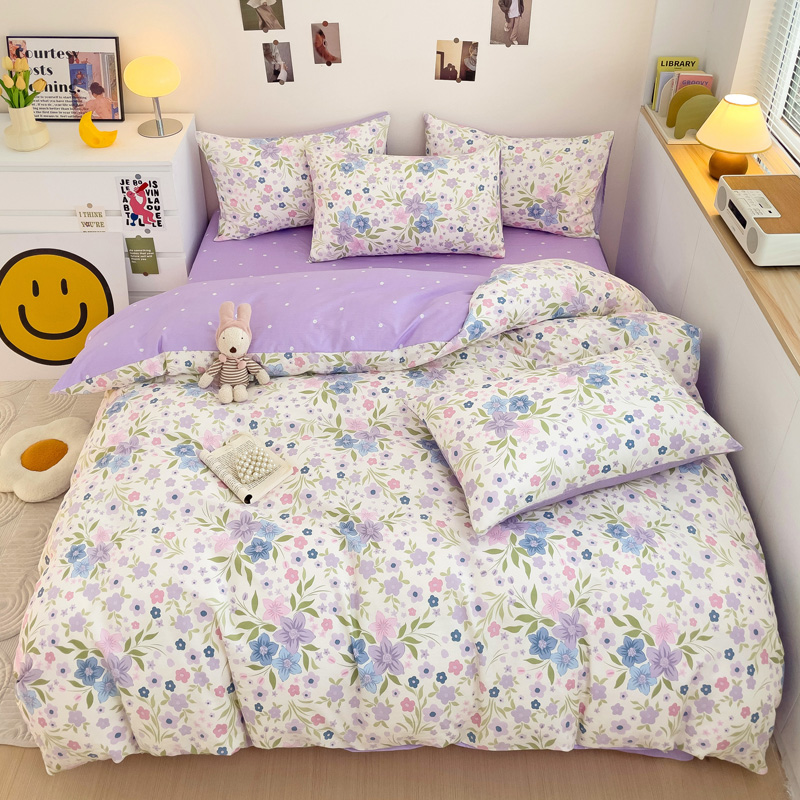 帛享家纺 全棉13070四件套-萌宠系列 单位（套）BXCSX-49301 花团锦簇-紫 被套200*230CM四件套