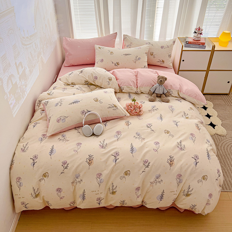 帛享家纺 全棉13372四件套-小清新系列 单位（套）BXCSX-41101 约会花季 被套200*230CM四件套