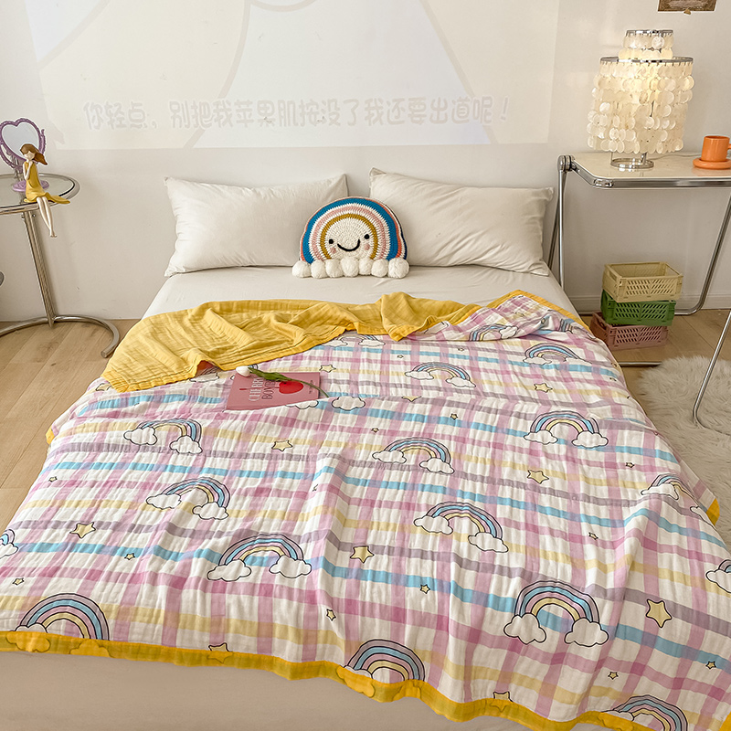 帛享家纺 六层纱印花盖毯 单位（套）BXCBH-44068 彩虹120*150cm小号