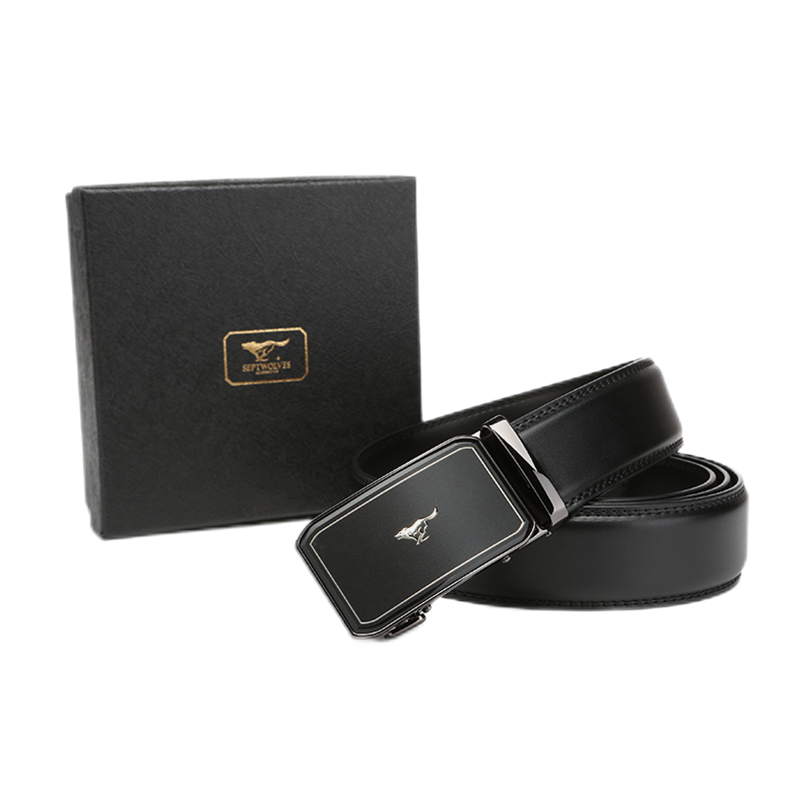 七匹狼男士皮带辛苦潮流腰带自动扣商务高档裤带男款送礼 黑色（单位：条） ZA1008-1