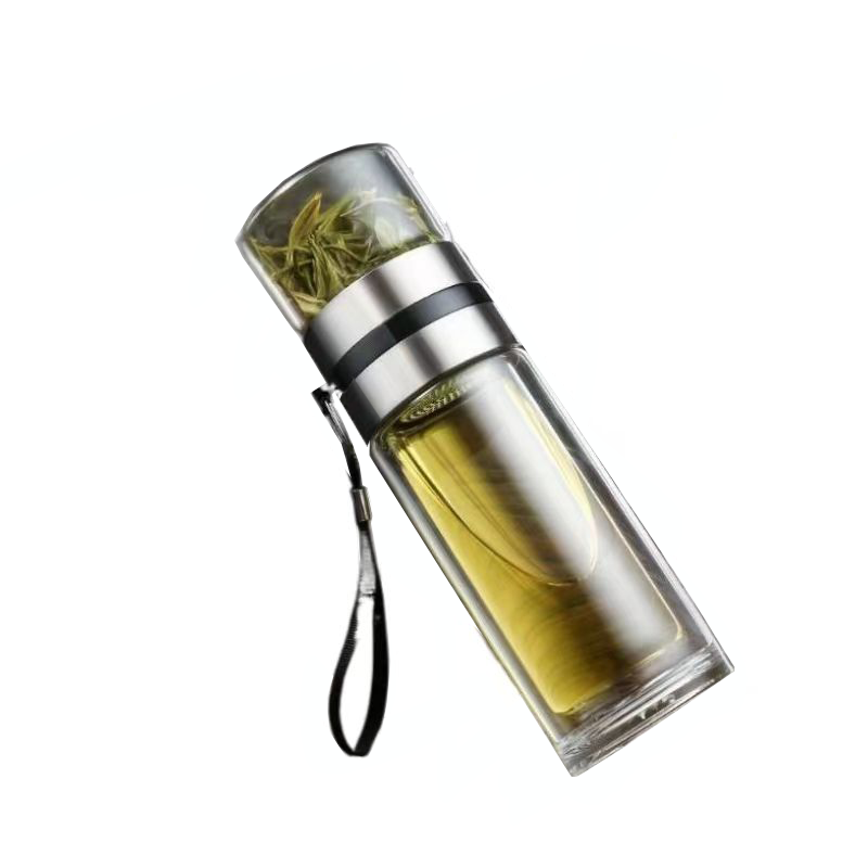 百斯克 BSK-5916 尊享泡茶师茶水分离双层 玻璃杯 400ml （单位: 个） 无色