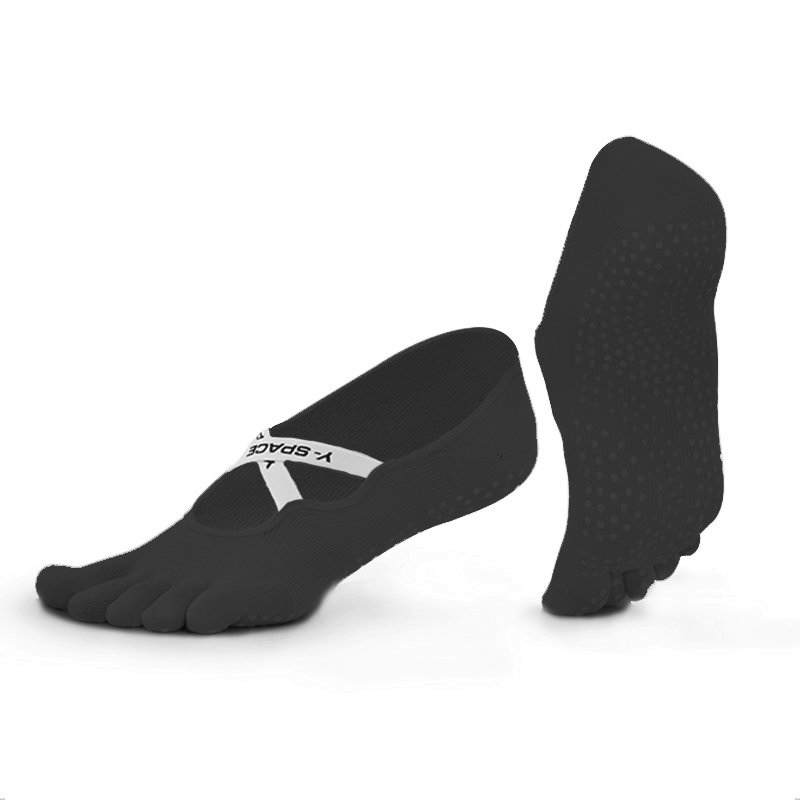 yottoy瑜伽袜子防滑专业女夏季普拉提袜子五指短袜跳舞运动健身分趾袜 单位：件 黑色