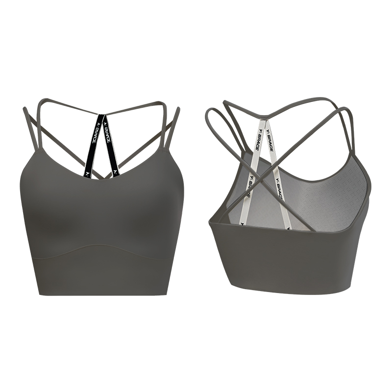 yottoy交叉美背运动内衣女夏防震跑步文胸肩带健身吊带瑜伽服背心bra 单位：件 浅灰色