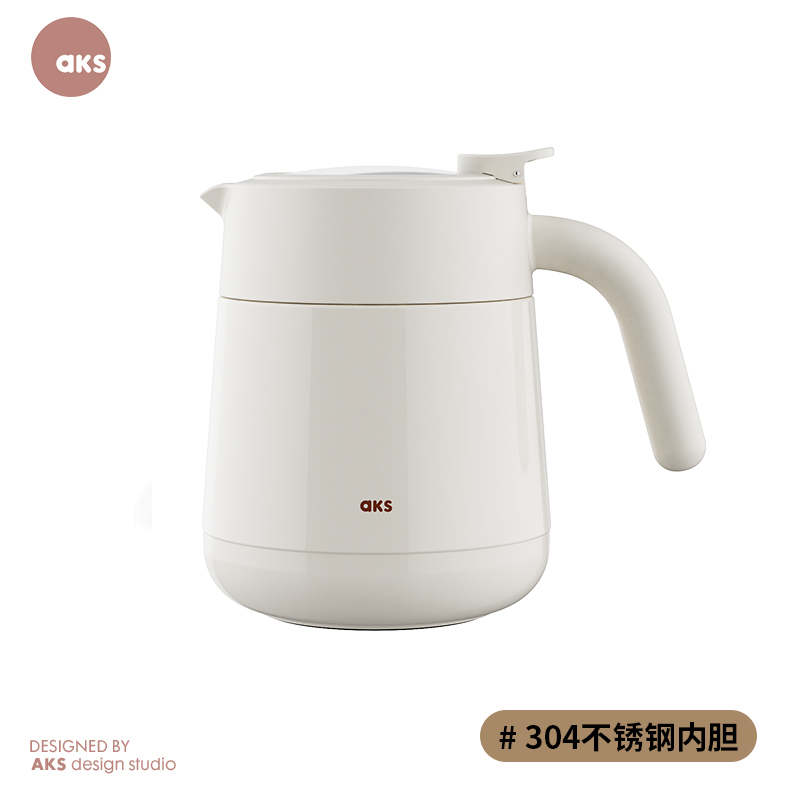 AKS茶水分离不锈钢内胆保温壶茶壶800ml（单位：个） 白色