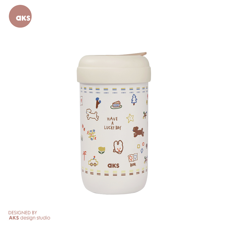 AKS 幸福乐园-插画师原创IP-AKS646  &middot; 线条贝贝    噜噜杯 480ML   /个 奶茶杏