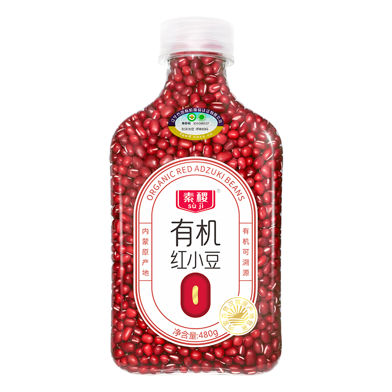 素稷（SUJI）有机东北内蒙红小豆独立瓶装粗粮 红豆粥红豆汤大米伴侣 有机红小豆480g 单位：瓶 莓果色