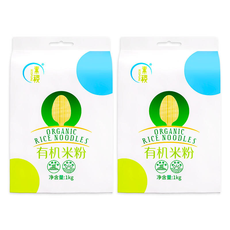 素稷（SUJI）有机生态米粉正宗手工干米粉螺蛳粉肥汁米线 1kg*2袋有机米粉 单位：瓶 清新色