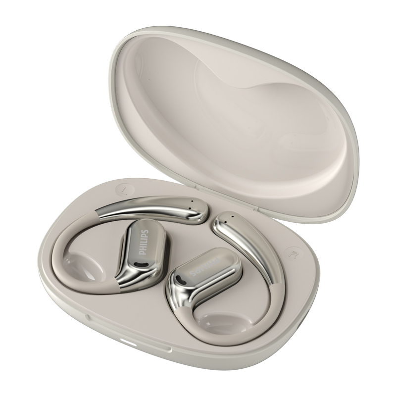 飞利浦舒适圈蓝牙耳机骨传导概念真无线挂耳开放耳夹式不入耳运动跑步长续航降噪耳机TAT3739（一台） 白色