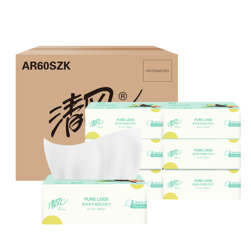 清风柔韧系列亲肤抽纸24包 AR60SZK 白色