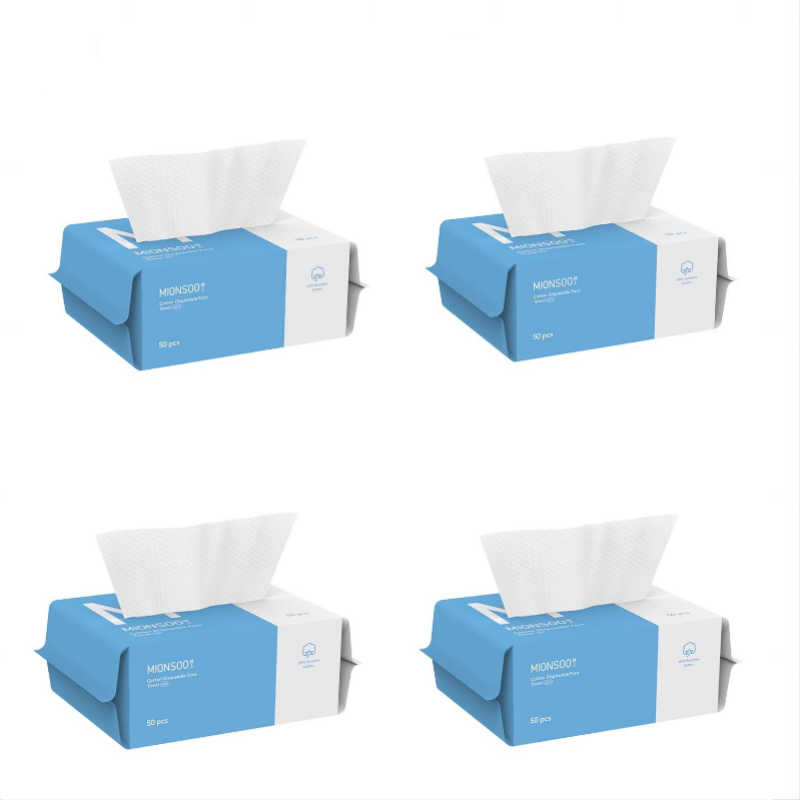 棉上mini一次性洗脸巾4包 全棉毛巾擦脸巾洁面巾洗面巾棉柔巾 单位：盒 白色