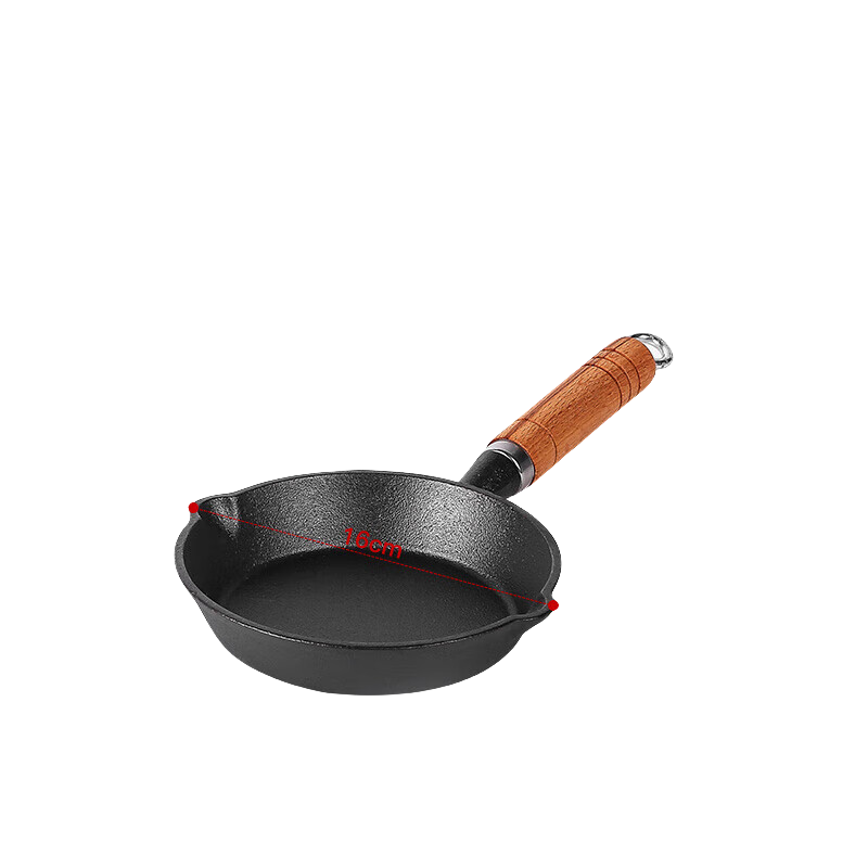 美厨铸铁榉木柄无涂层平底锅16CM MCJ5847（单位：个）  