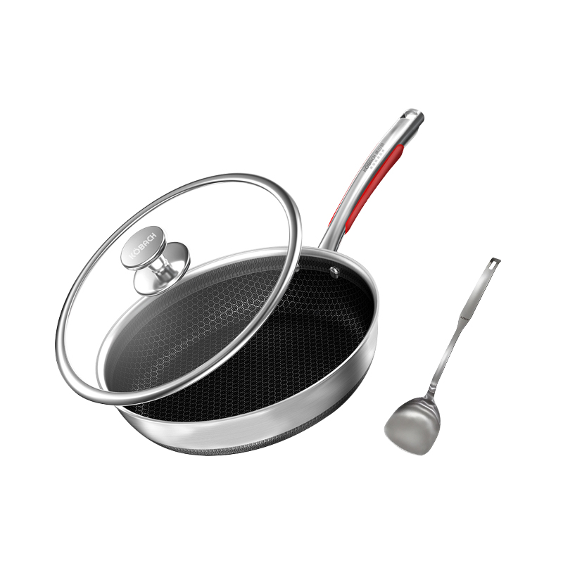 康巴赫悦厨款316L双面纹深煎盘-套装26cm带铲 KGY-J26A（14030102）/套 不锈钢色