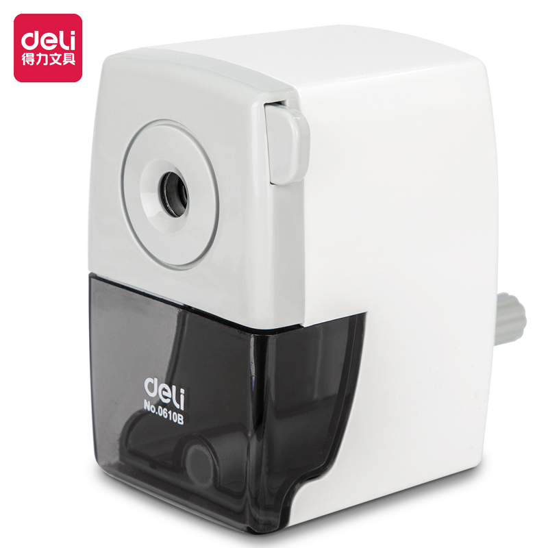 得力(deli简约手摇学生削笔机开学新年礼物铅笔削笔器/转笔刀 白色0610B（单位：个） 白色