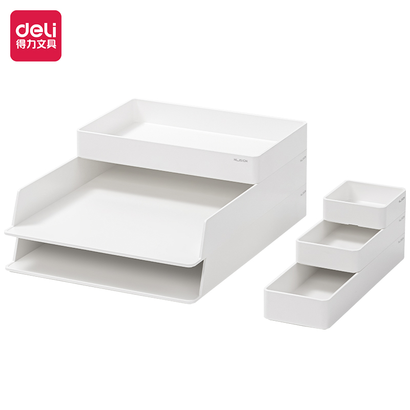 得力纽赛办公收纳6件套  文件架文件框盘桌面收纳新人入职套装 净白NS001（单位：套） 多色