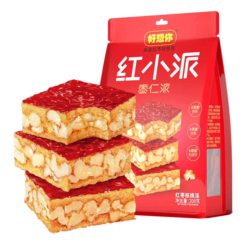 好想你  208g红小派（红枣核桃派）1*208g*3 单位：袋 红色