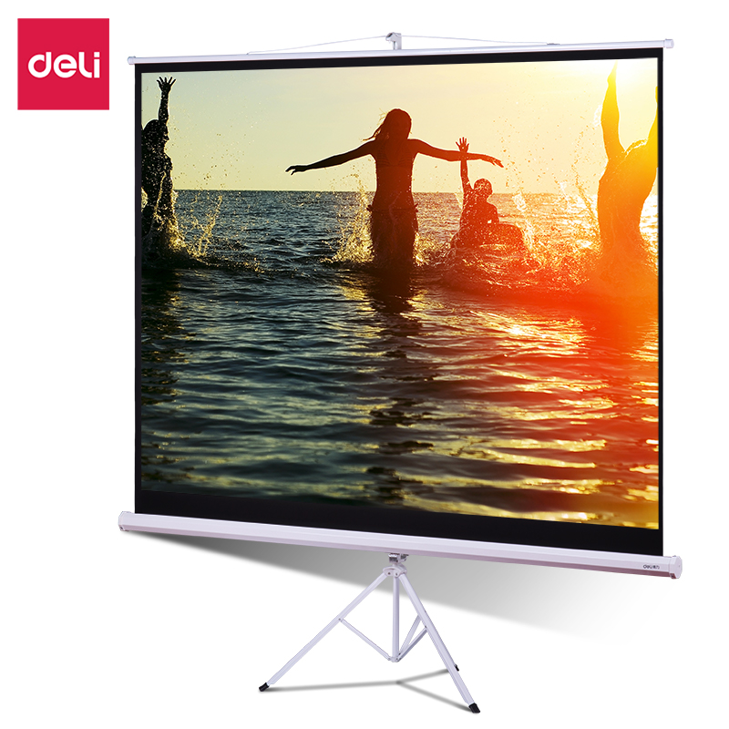 得力100英寸4:3投影机投影仪支架幕布 适配坚果极米当贝  投影幕布50491单位:副 白色