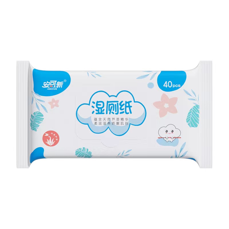 安可新湿厕纸女性经期可用私处护理冲厕易降解40抽*8包（单位：包） 白色