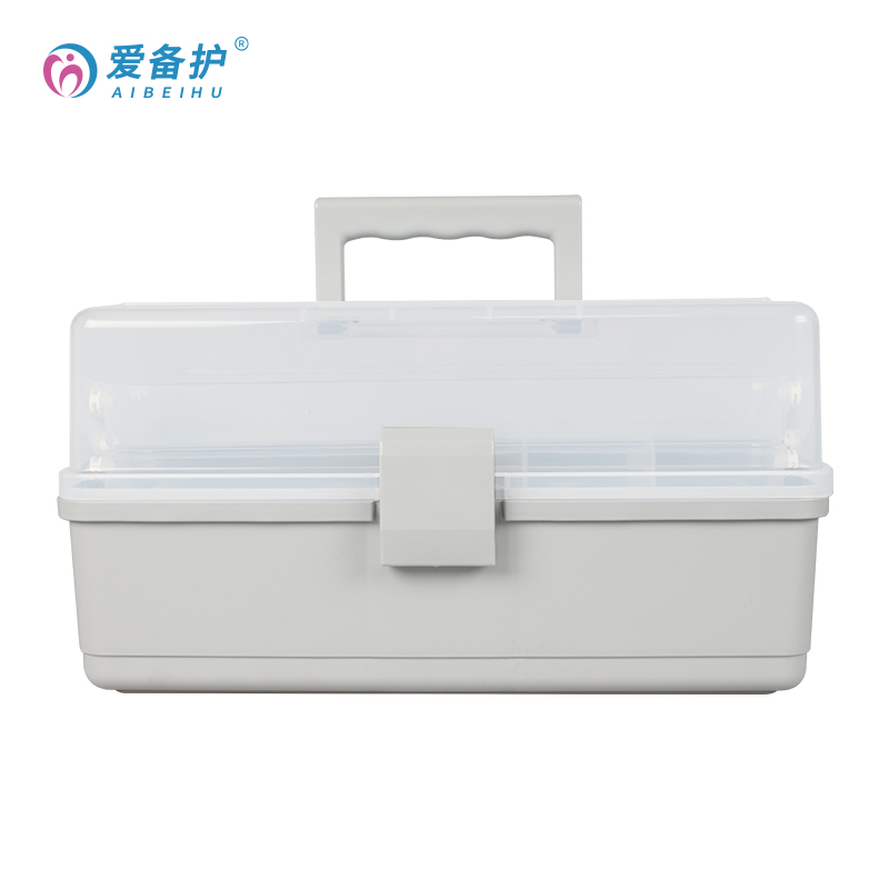 爱备护  塑料收纳箱 多层大容量医药箱 ABH-J003（空箱）灰色+透明（单位：个） 浅灰色