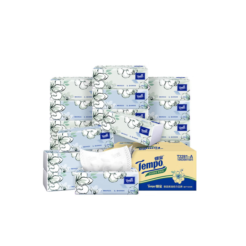 得宝（TEMPO）抽纸 茉莉花味90抽*16包（单位：箱） 本白色
