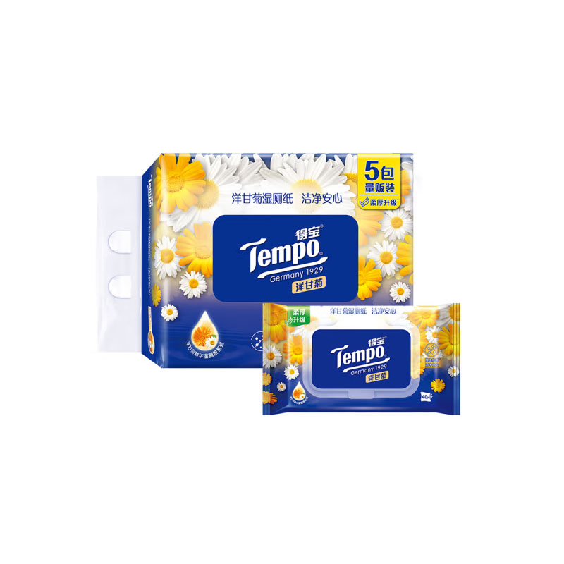 得宝洋甘菊湿厕纸40片5包（单位：组） 本白色