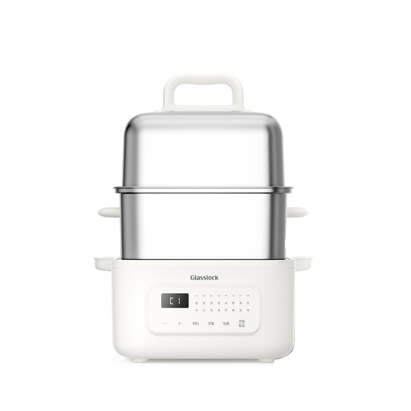 GLASSLOCK 不锈钢电蒸锅双层蒸笼多功能家用自动预约蒸大容量早餐机蒸箱蒸煮一体锅 单位：台 乳白色