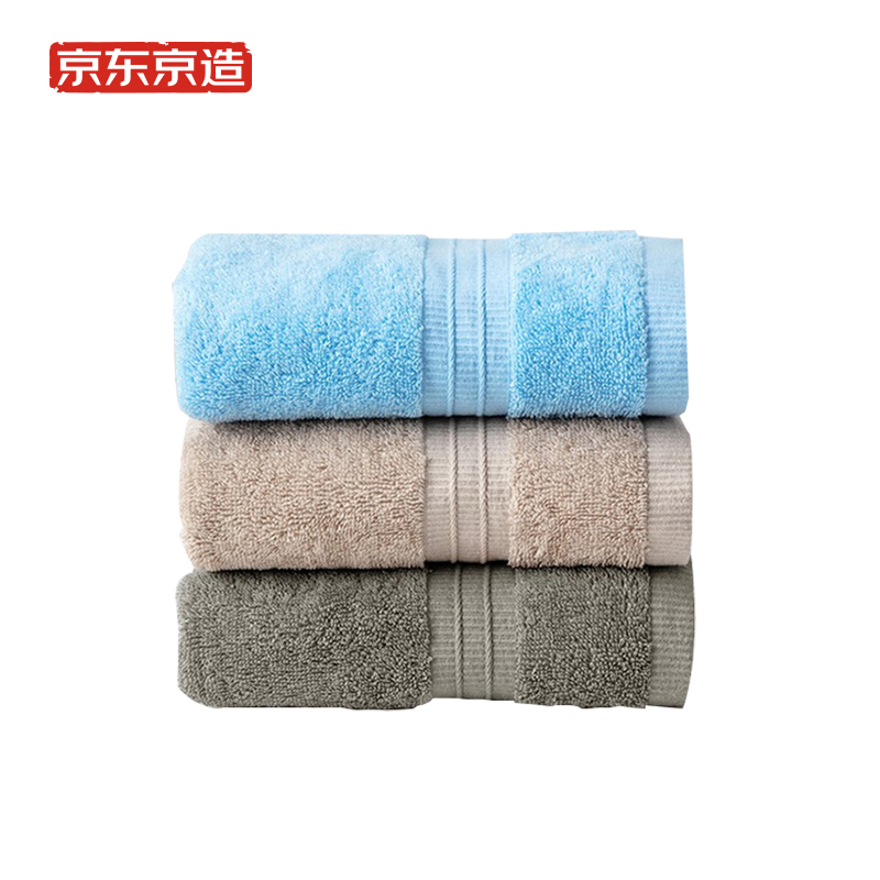 京东京造 纯棉毛巾三件套 自然色