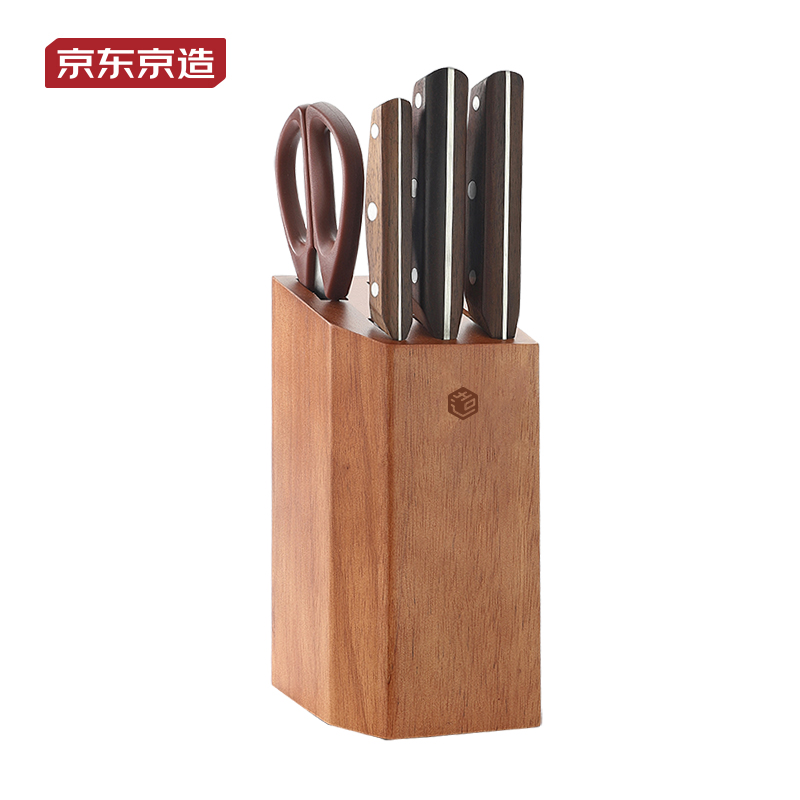 京东京造原木碳化刀具五件套 褐色