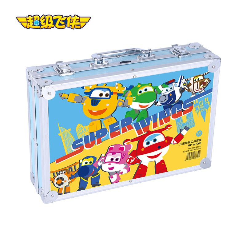超级飞侠 儿童铝盒绘画套装（145件）MP-WJ005（单位：盒） 水蓝色