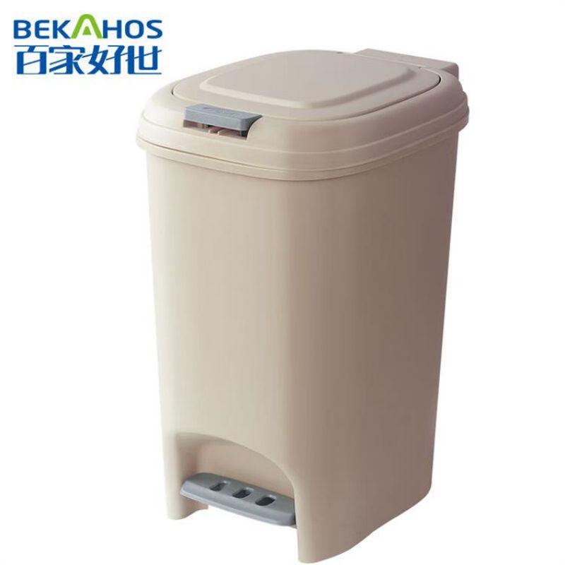 百家好世按压脚踩双开盖垃圾桶有盖大容量--奶油白20L（单位：件） 奶油白20L