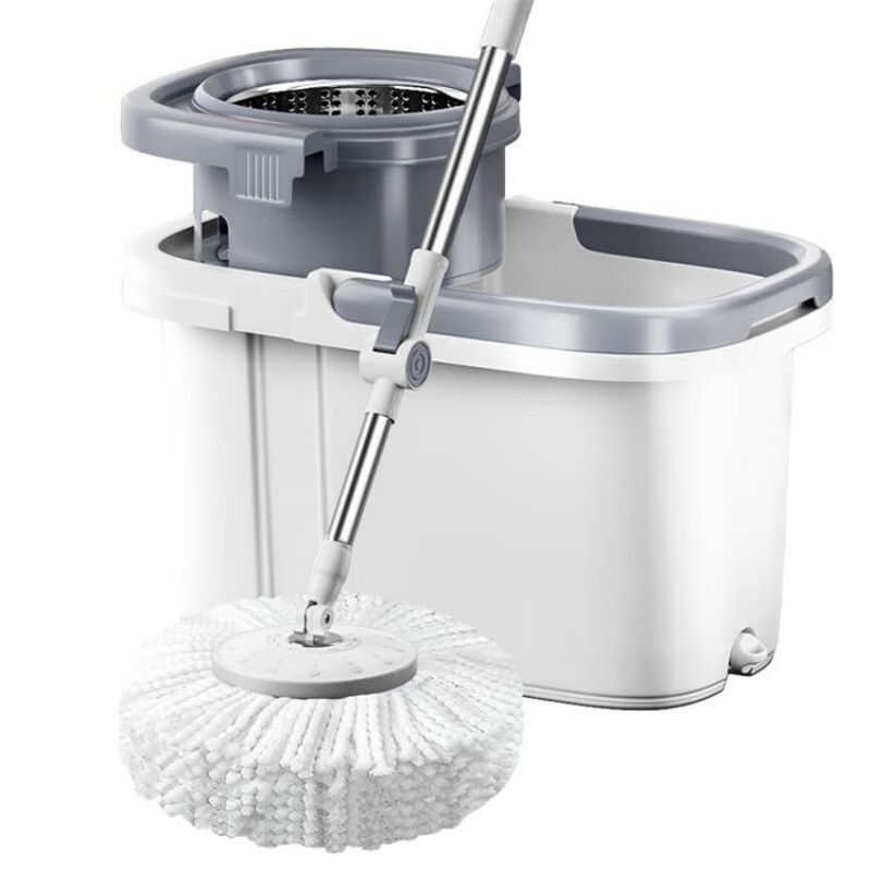 百家好世可拆卸旋转拖把-灰白色大杆塑料盘2头（单位：件） 旋转拖把2头