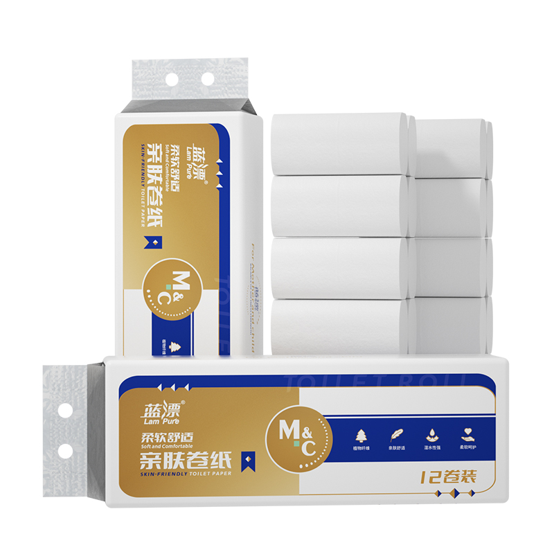 蓝漂竹浆白色12卷LP-37416白色扁卷12卷 白色