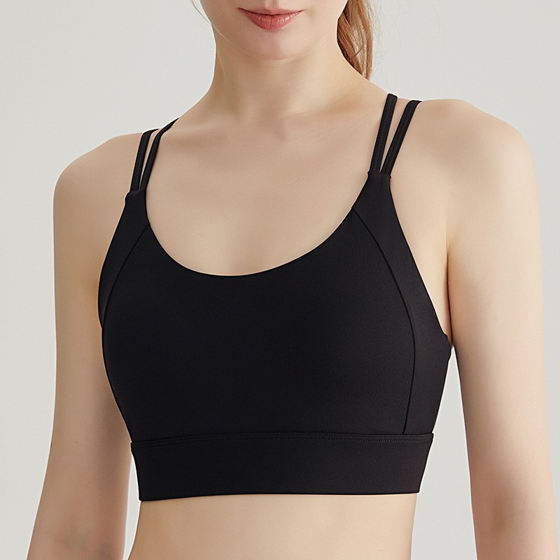 唯卡洛vincrox一体杯运动内衣女高强度速干防震无痕瑜伽背心高弹健身跑步美背文胸24019/件 时尚黑M