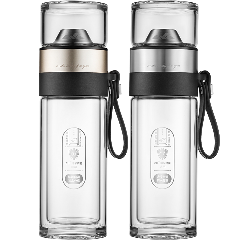 富光 山丘泡茶师 双层玻璃杯（单位：只） 不锈钢色