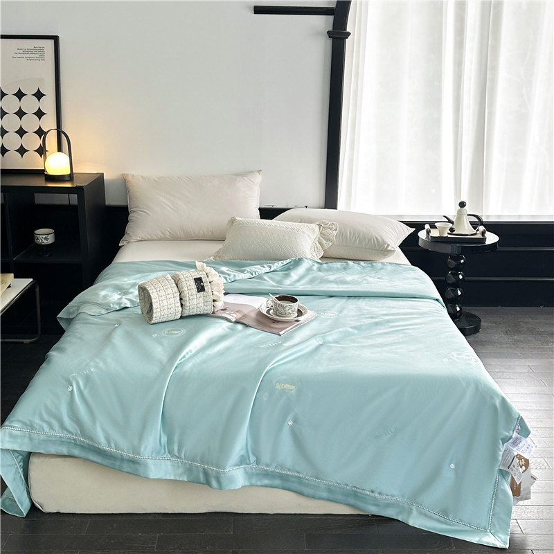 紫韵天丝提花桑蚕丝被200*230CM（单位：床）-绿色 麦饭石 200*230