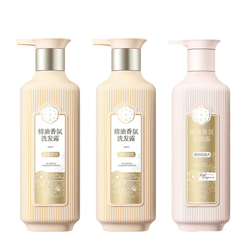三生花洗沐组合精油洗发露（清柔顺滑）500ml*2+沐浴露（风中玫瑰香）500ml（单位：套） 奶茶杏