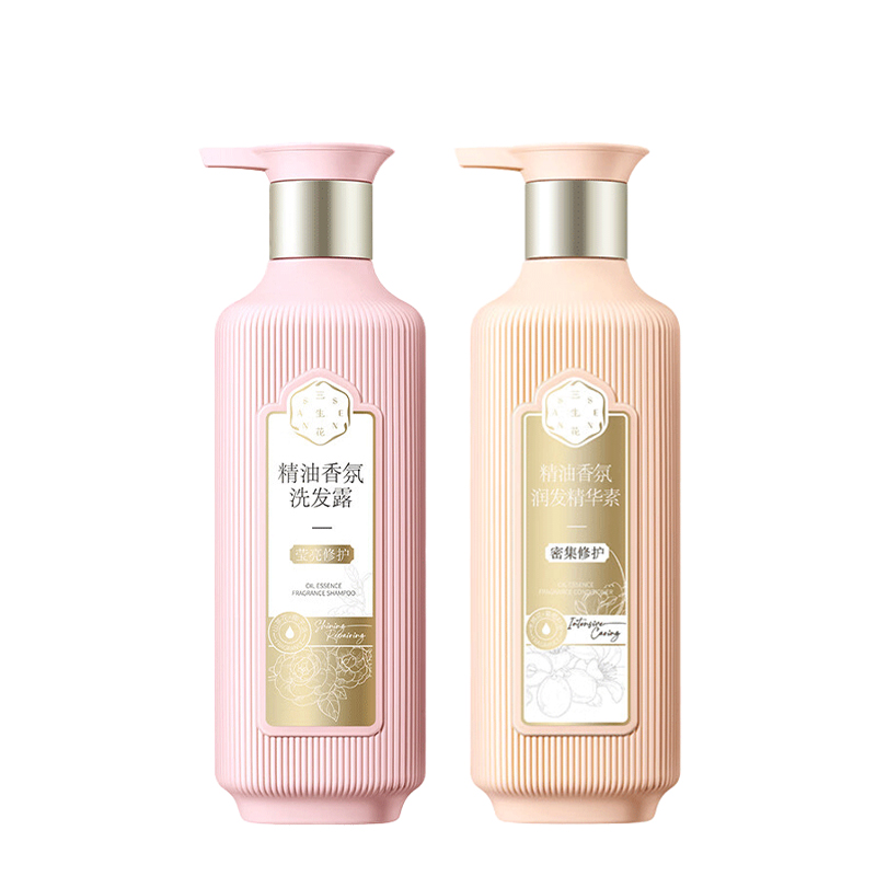 三生花洗沐组合精油洗发露（荧亮修护）800ml+沐浴露（风中玫瑰香）800ml（单位：套） 粉色