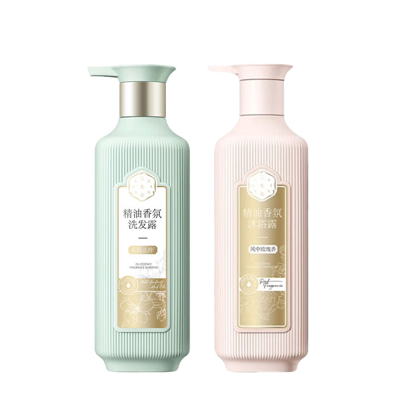 三生花洗沐组合精油洗发露（去屑止痒）800ml+沐浴露（风中玫瑰香）800ml（单位：套） 松石绿