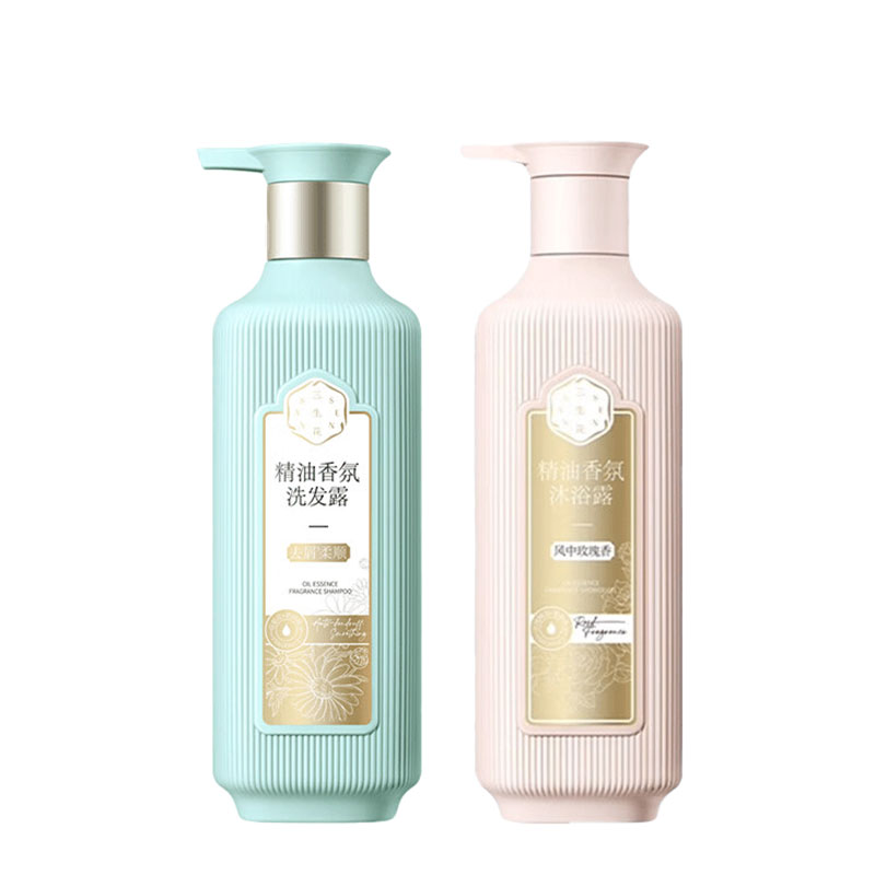 三生花洗沐组合精油洗发露（去屑柔顺）800ml+沐浴露（风中玫瑰香）800ml（单位：套） 松石绿