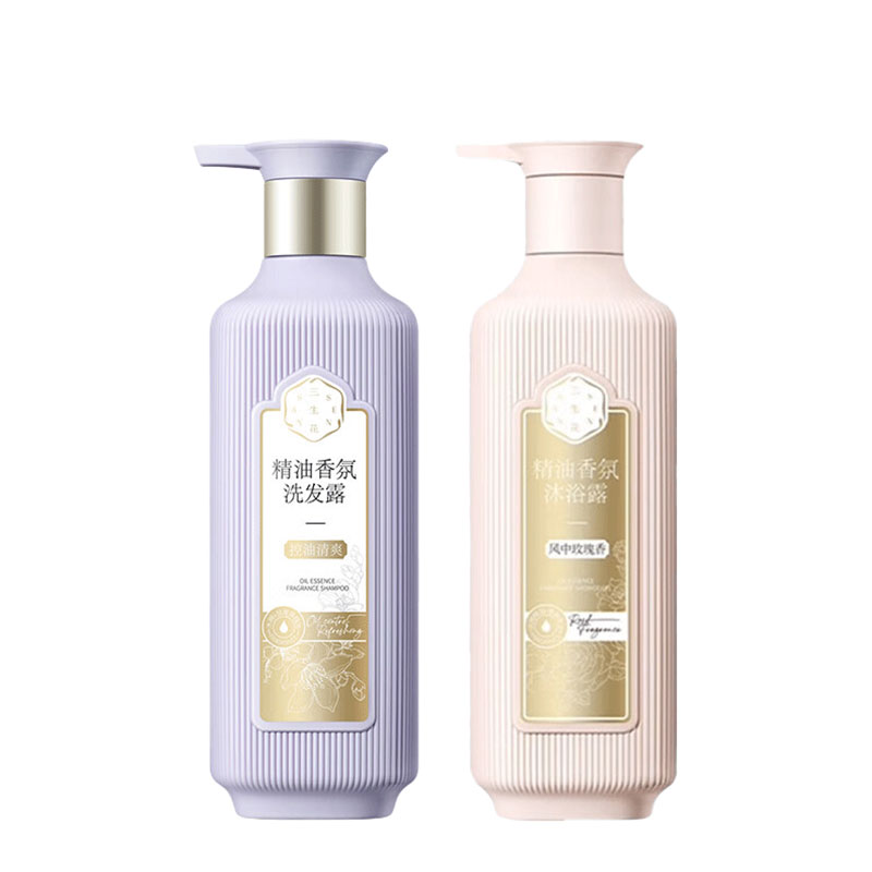 三生花洗沐组合精油洗发露（控油清爽）800ml+沐浴露（风中玫瑰香）800ml（单位：套） 紫色