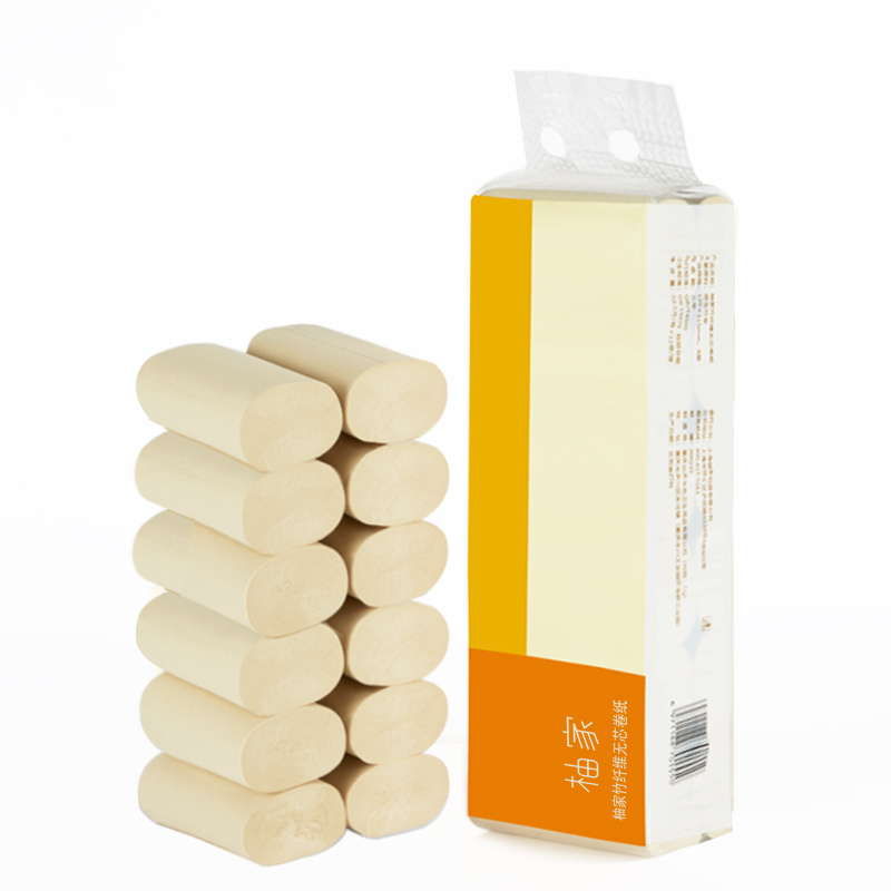 柚家竹纤维无芯卷纸(家庭装)单提175001 白色