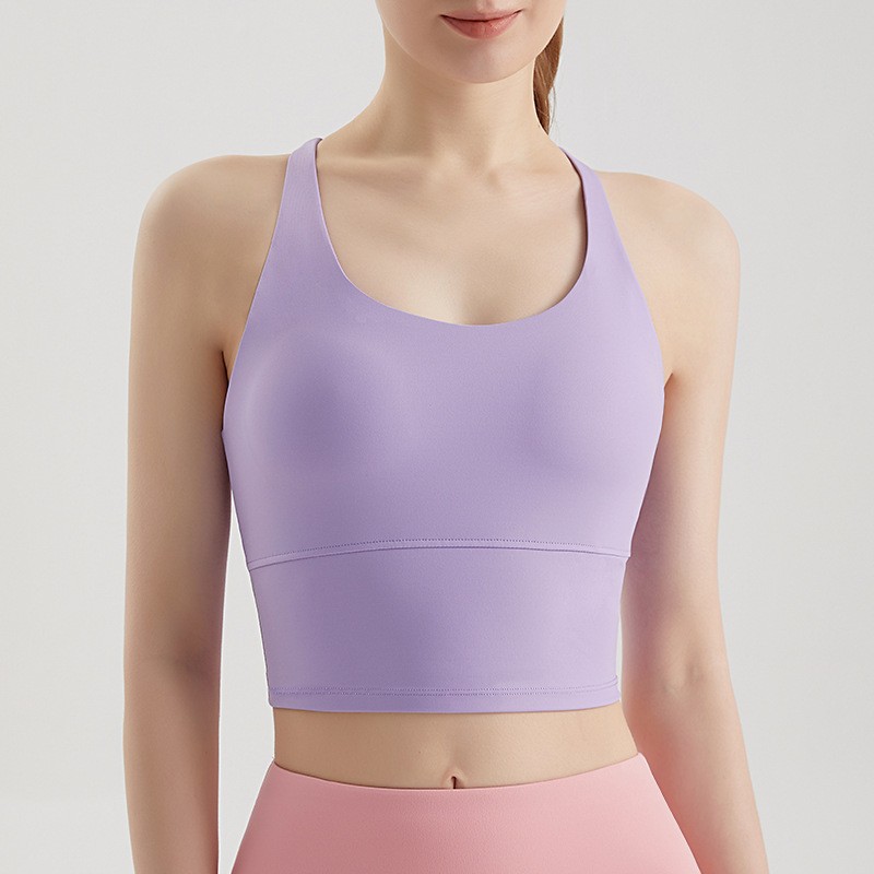 唯卡洛vincrox 瑜伽背心可外穿运动训练美背性感裸感交叉细带舒适时尚夏季24013/件 梦幻紫M