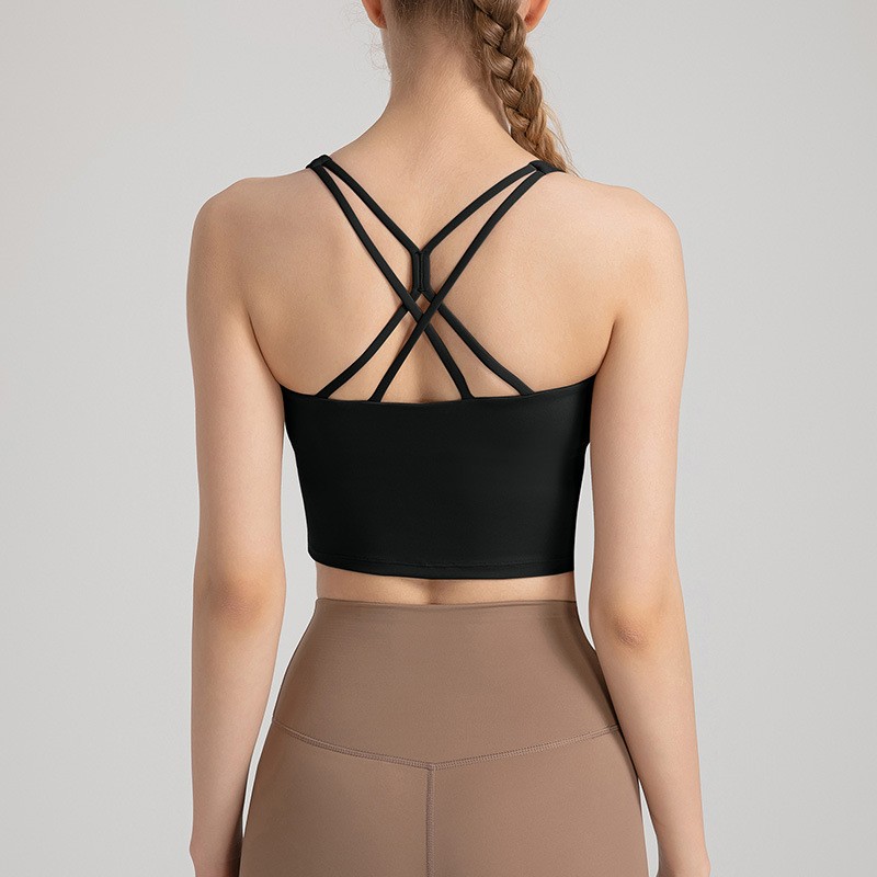 唯卡洛vincrox 瑜伽背心可外穿运动训练美背性感裸感交叉细带舒适时尚夏季24013/件 黑色M