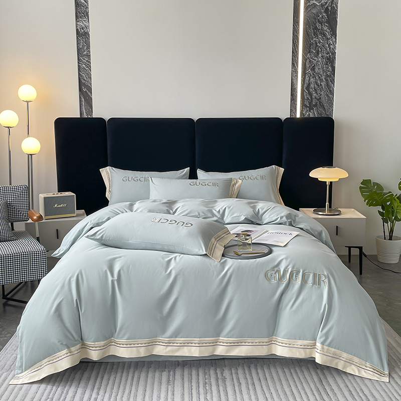 紫韵&ldquo;轻奢时代&rdquo;长绒棉床饰四件套200*230CM（单位：套）-飘蓝 婴儿蓝 被套：200*230          床单：24