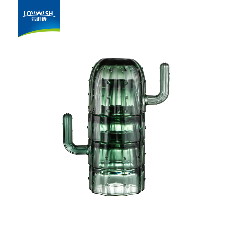 乐唯诗仙人掌杯四件套240ml*4 绿色